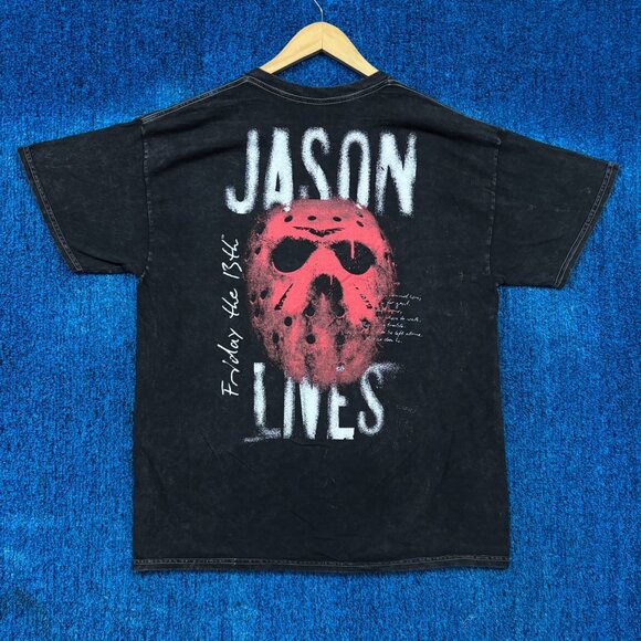 Friday the 13th Jason Voorhees “Jason Lives” Horror Movie Graphic T-Shirt Size L - Picture 1 of 5